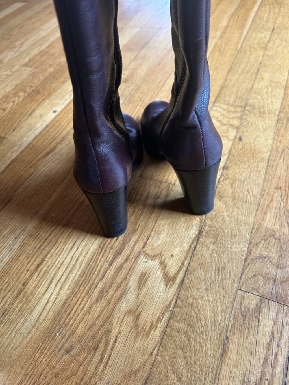 Nine West Dark Brown Leather Mid-Calf Block Heel Boots - Picture 8 of 8